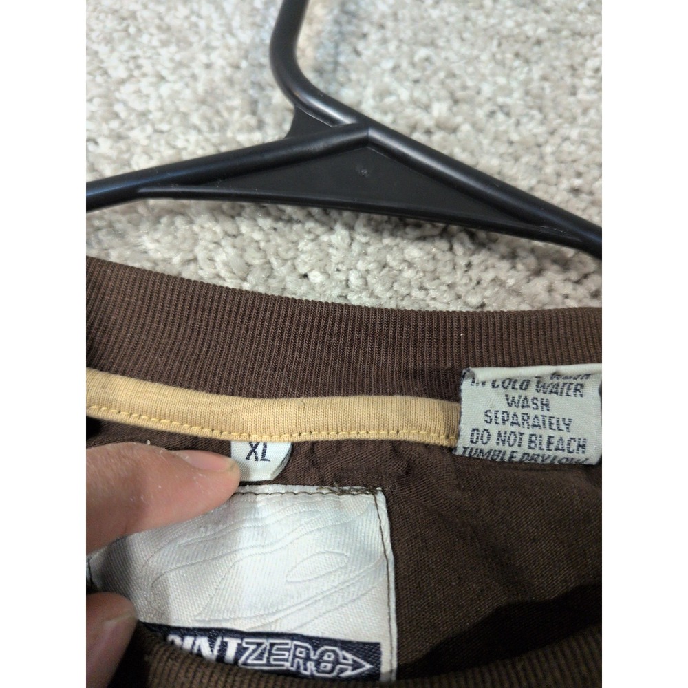 Point Zero Mens XL Brown Striped Short Sleeve T-Shirt Crew Neck Y2K Streetwear - Picture 3 of 9